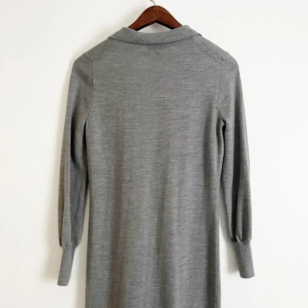 J. CREW Merino Wool Collared Midi Dress Gray XS